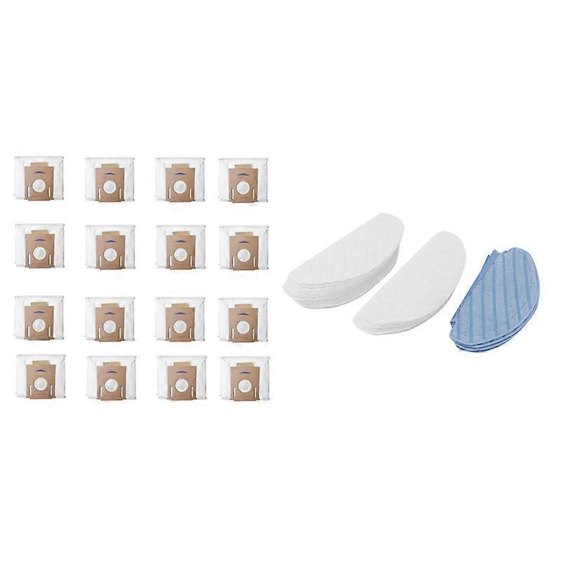 16PCS for ECOVACS DEEBOT OZMO T8 T8 AIVI Robot Vacuum Cleaner High Capacity Leakproof Dust Bag & 40Pcs Disposable Rags