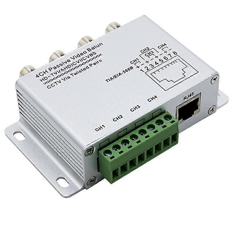 4CH Passive Video Balun for TVI CVI AHD Cameras CCTV Via Twisted Pairs UTP Video Balun 4CH Transceiver BNC To UTP RJ45