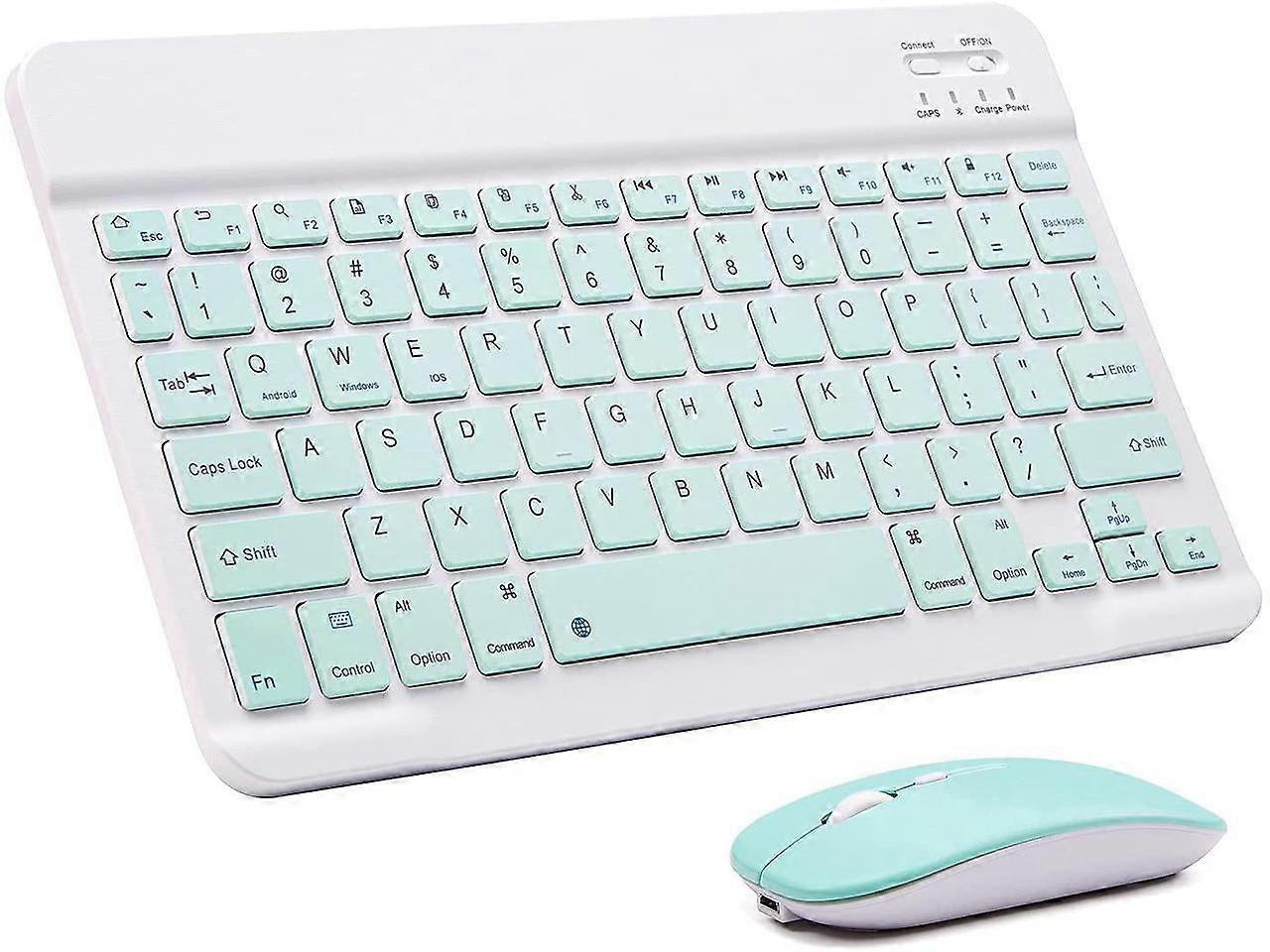 Ultra-Slim Bluetooth Keyboard and Mouse Combo Rechargeable Portable Wireless Keyboard Mouse Set for Apple iPad iPhone iOS 13 and Above Samsung Tablet 