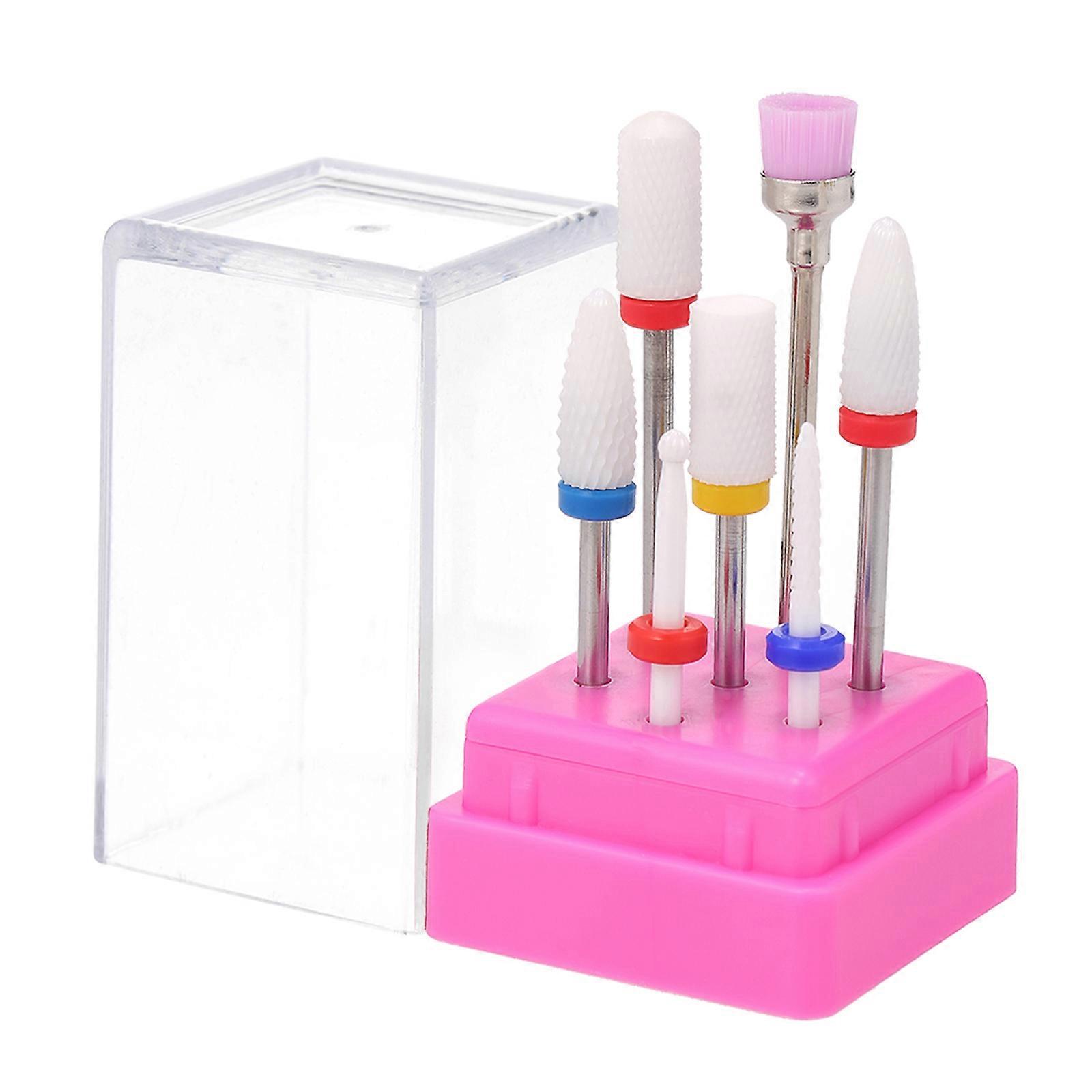 7pcs Ceramic Nail Drill Bits Set Pedicure & Manicure Drill Bits Kit Replacement Drill Bits for Electric Nail Drill Machine Acrylic Nail Tool