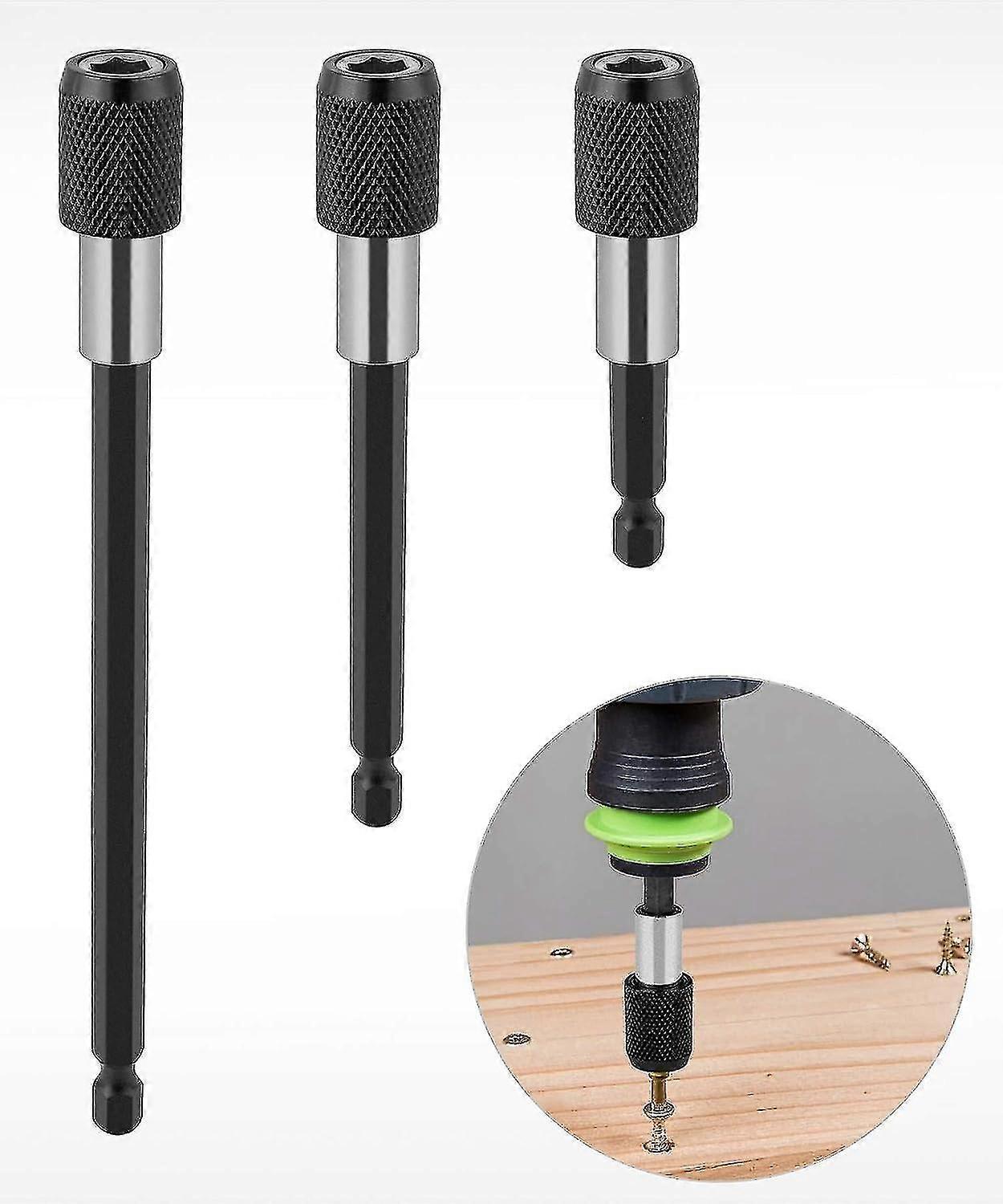 3 Piece Magnetic Extension Rod Set - 1/4 Hex Drill Bit Quick Release Bar Socket Screwdriver Bit Hold