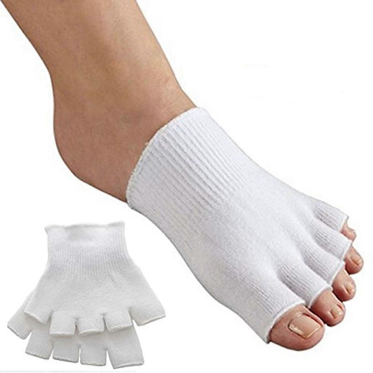 Gel Lined Compression Toe Separation Socks (1 Pair - 2 Count) | Toe Alignment Socks | Toe Separation Socks for Ball Foot Pain Relief