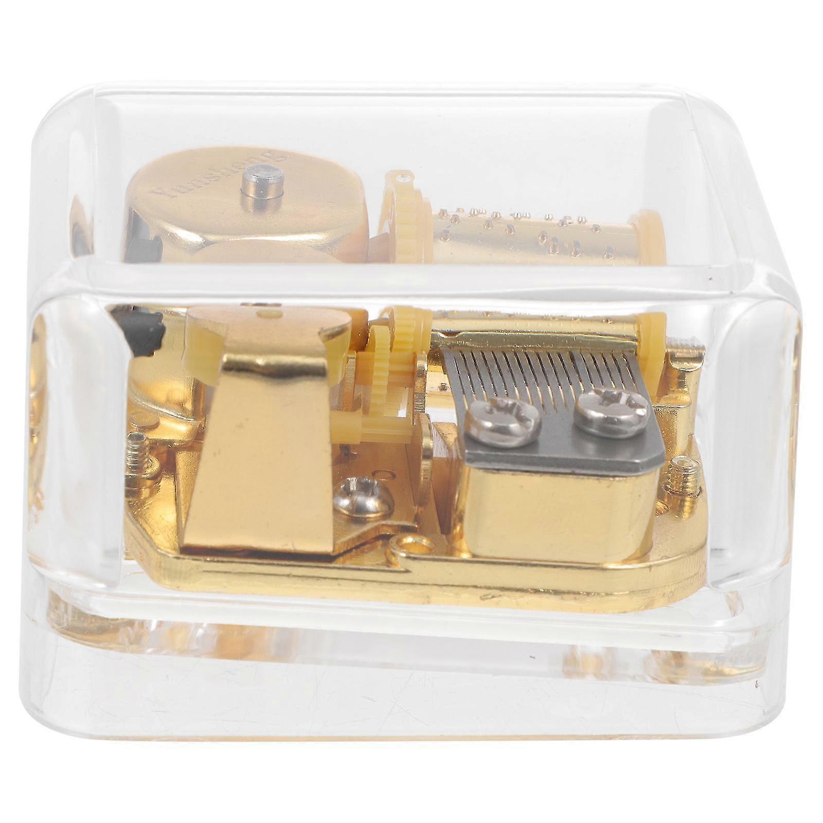 1個スクエア透明オルゴール時計仕掛けのオルゴールムーブメントアクリルパーツ