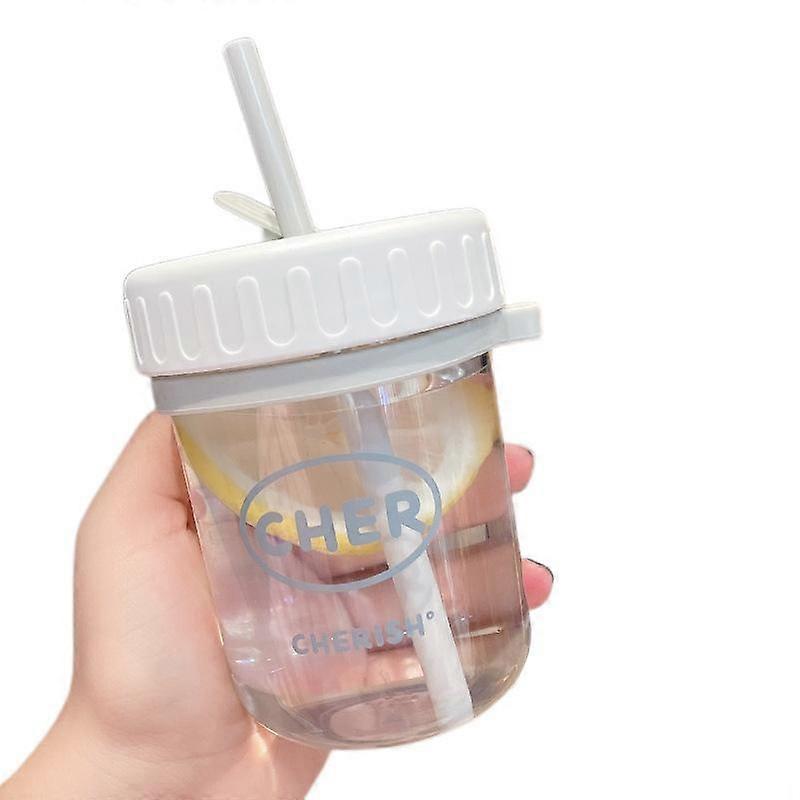 Small Capacity Portable Plastic Coffee Cup White (Straw) 300ML