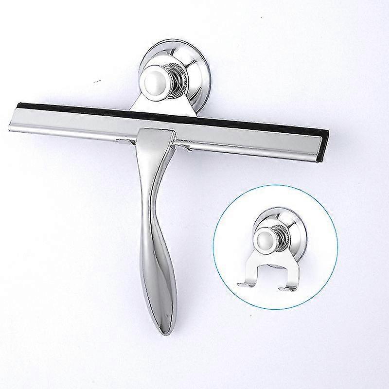 All-Purpose Shower Squeegee for Shower Doors, Bathroom, Window and Car Glass - Stainless Steel(Scraper with Suction Cup Hook)