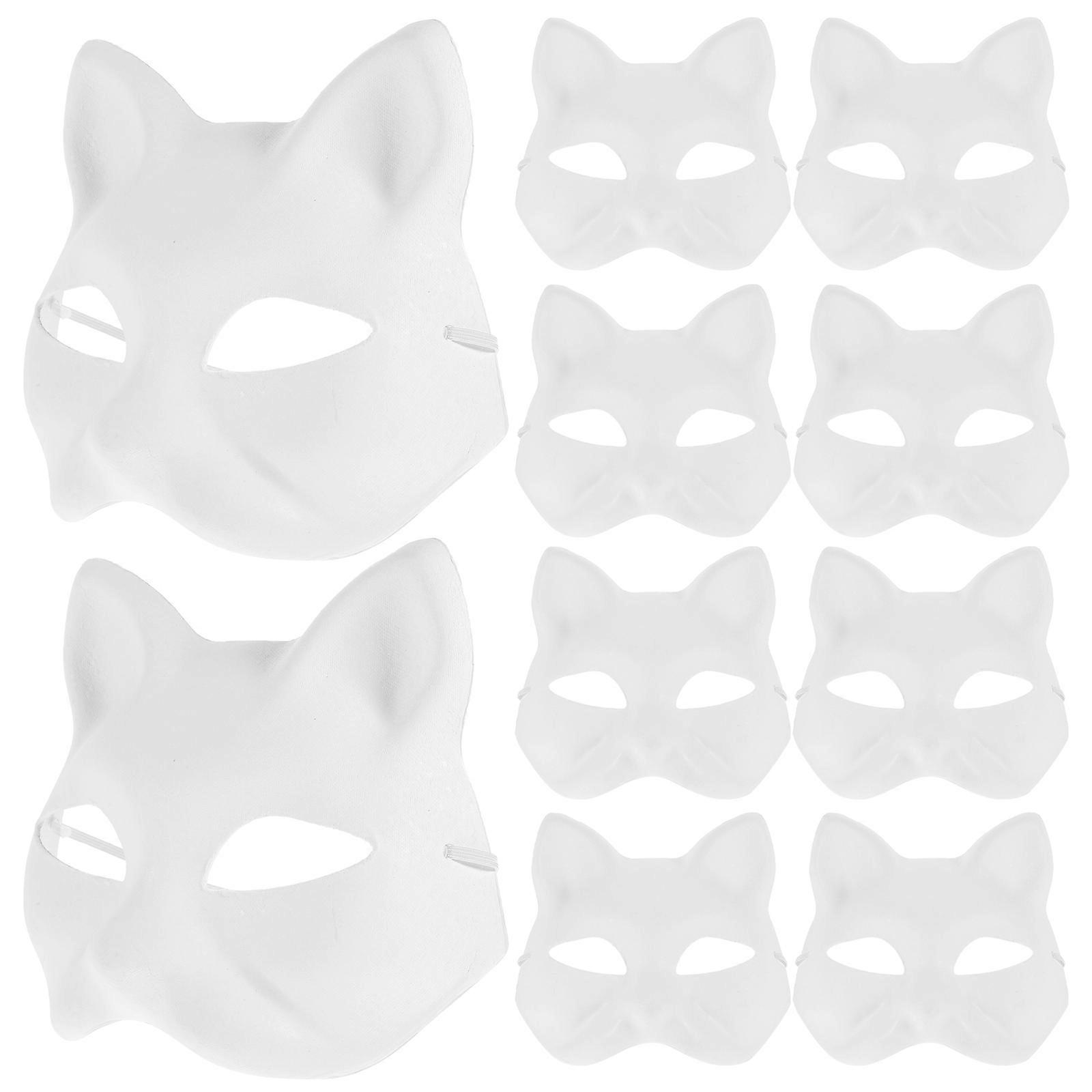 20pcs Blank Cat Masks Paper Blank Masks DIY Hand Painted Cat Masks Props