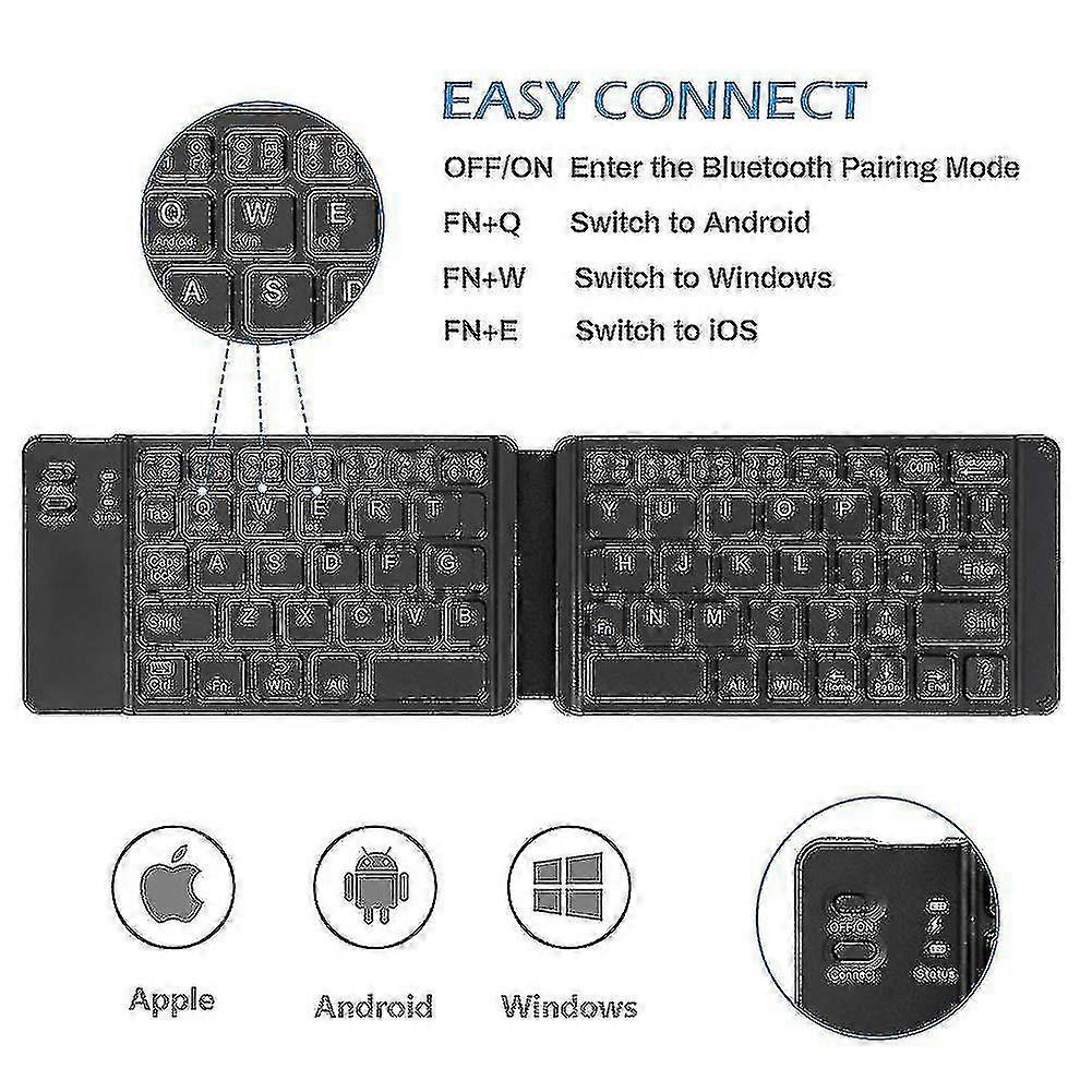 Bluetooth Keyboard, Compact Usb Rechargeable, Mini Portable Wireless