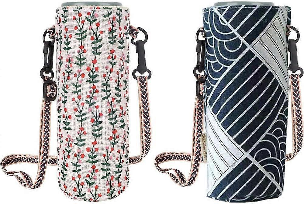 2-piece multi-functional water bottle bag, various styles, various patterns, adjustable strap length