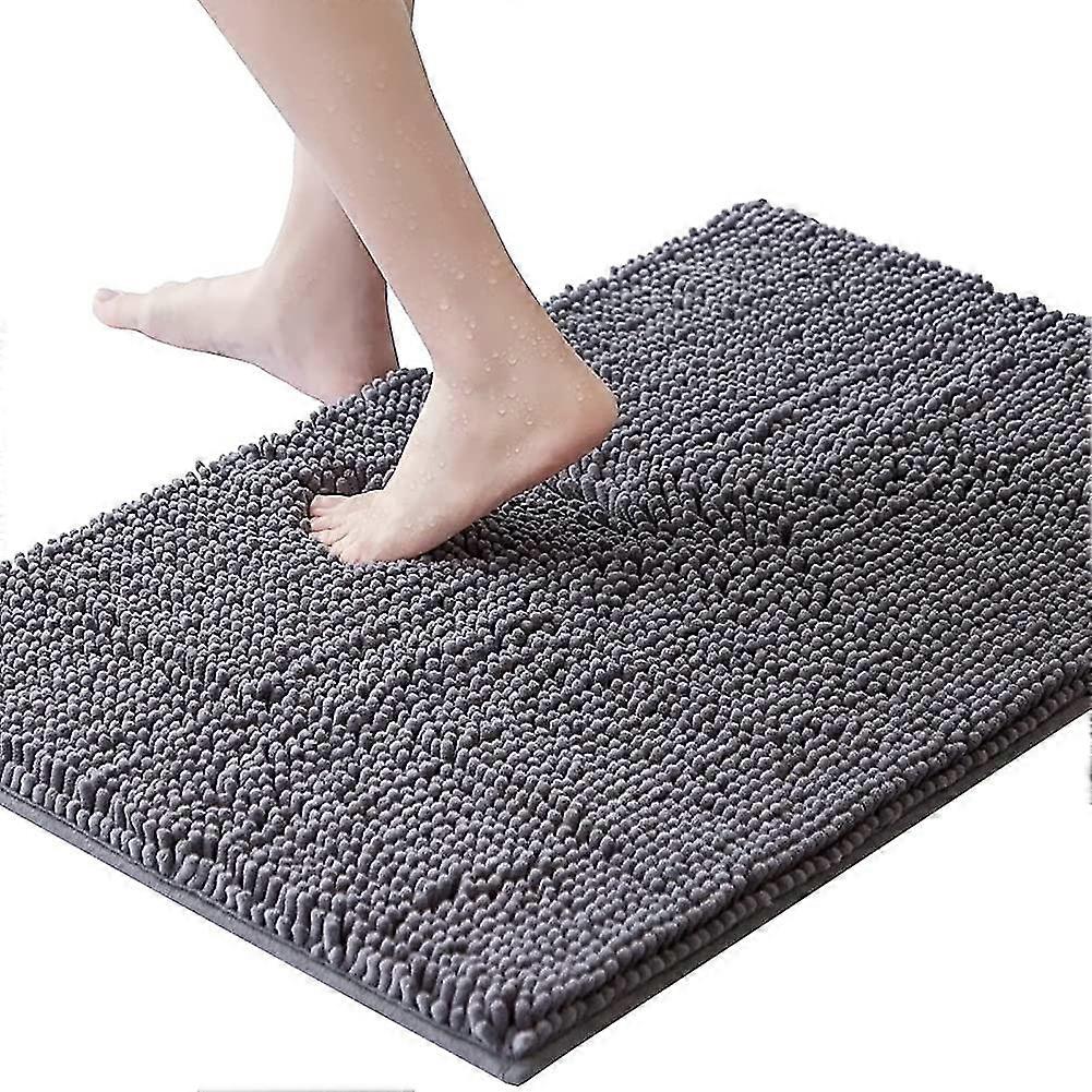 Extra weiche Badezimmerteppichmatte, saugfähiger, zotteliger Chenille-Badeteppich, rutschfester Plüsch