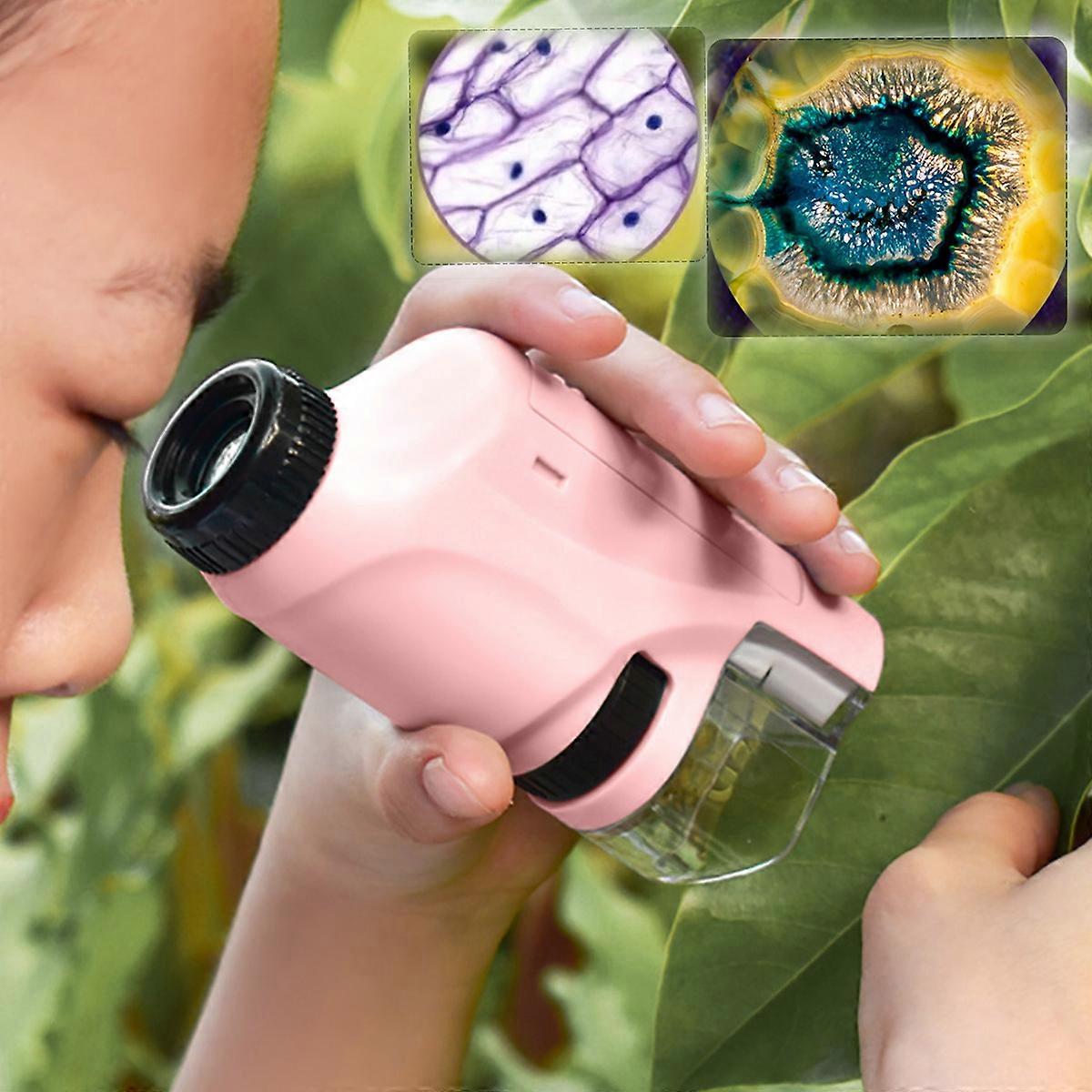 Pocket Microscope Mini Handheld Microscope Children s Microscope 60-120x with LED Light Scientific Experiment Teaching Outdoor