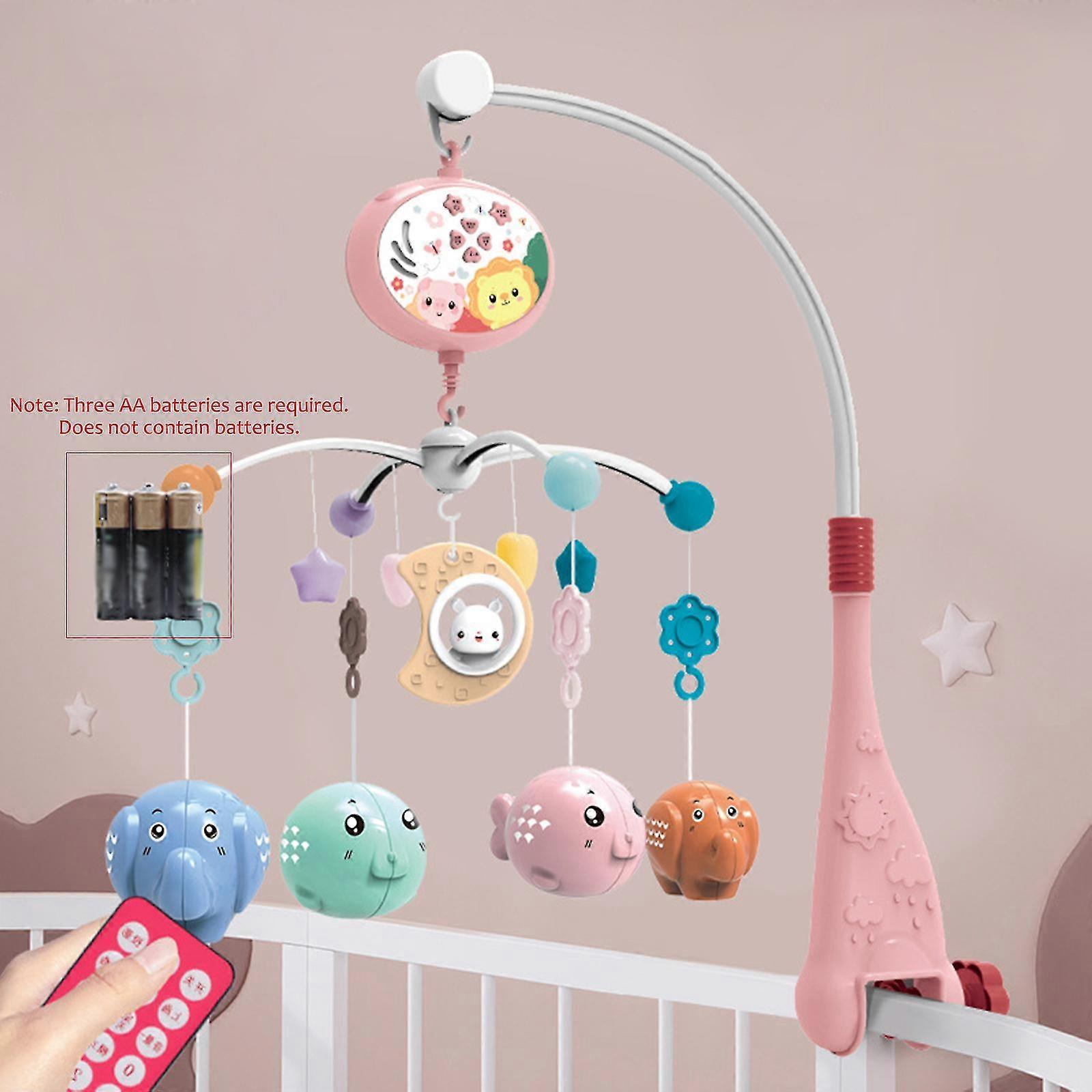 Musical Crib Mobile With Timing Function Projector And Lights,hanging Rotating Rattles And Remote Control Music Box For Kid