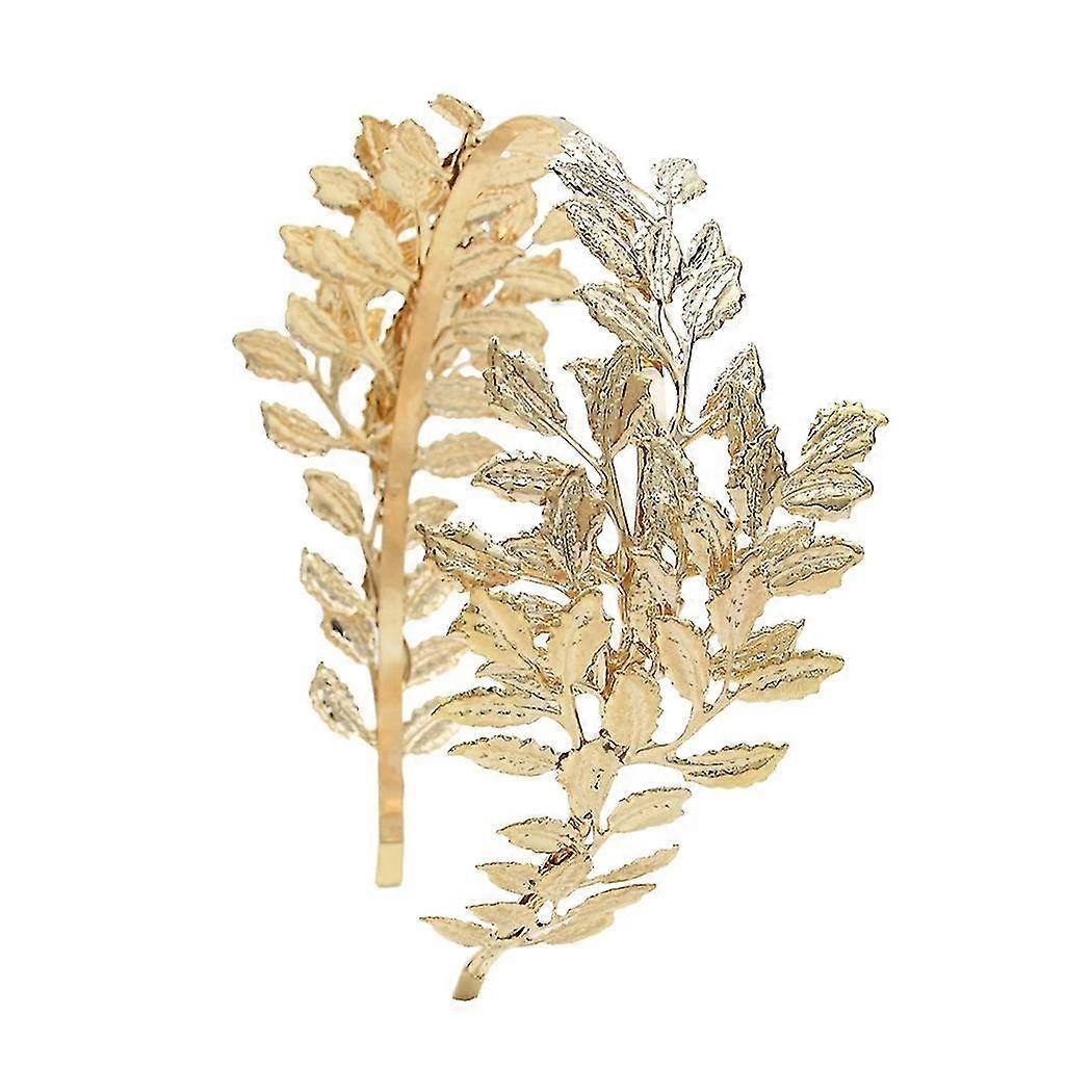 Sunrain Greek Leaf Headband Coil Bracelet Artificial Pearl Earrings Golden Leaves Bridal Hair Comb For Women Wedding Party