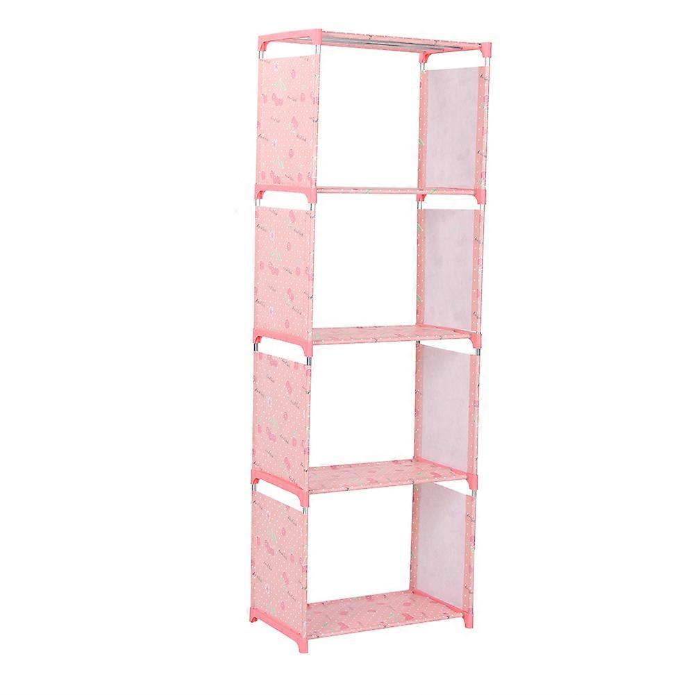 Multi Layer Standing Bookcase Bookshelf Storage Shelf Rack Home Organizer for Living Room Bedroom Cherry Pattern