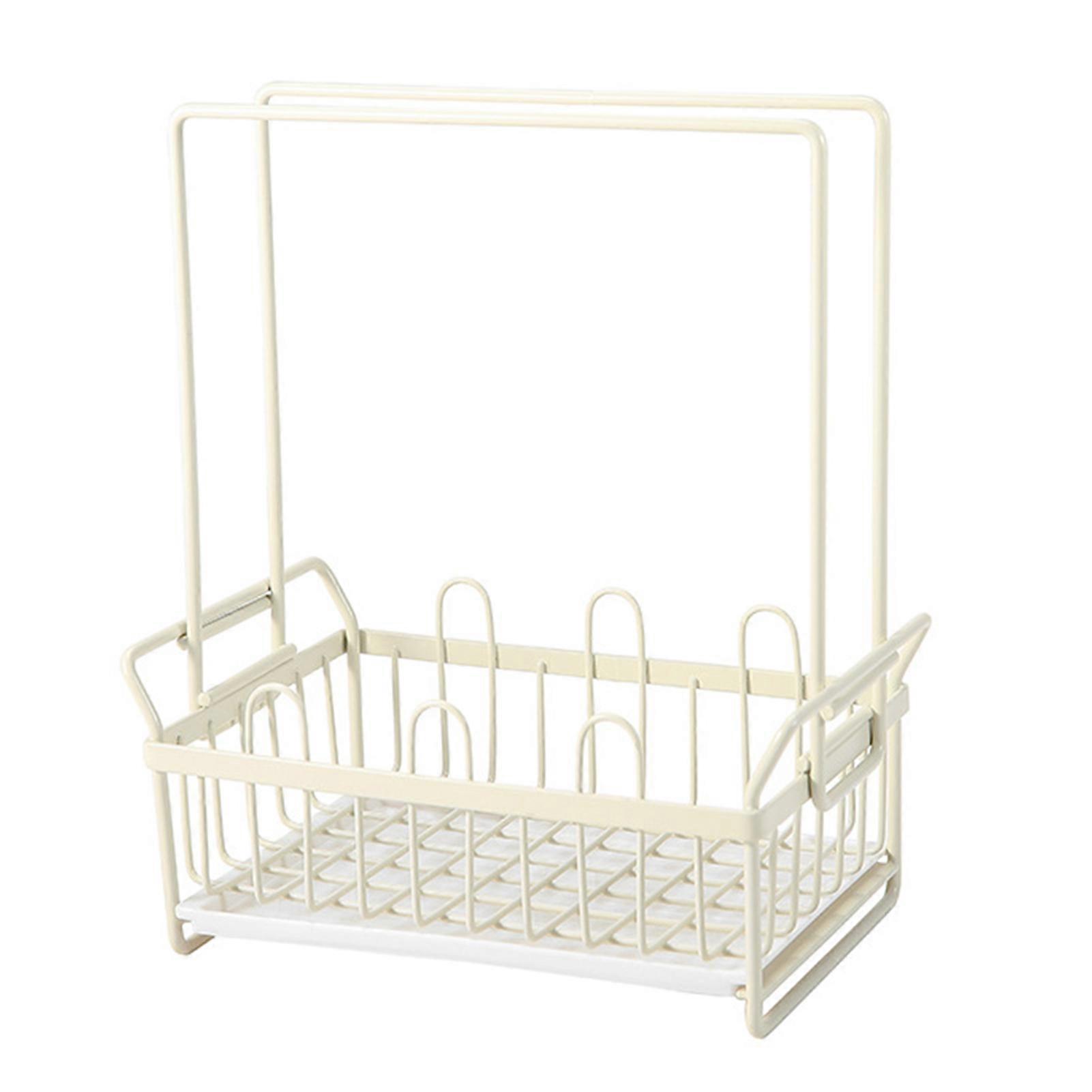 Multifunctional Sponge Holder with Strainer Basket Rustproof Corrosion Resistant Kitchen Sink Towel Rack Sponge Brush Holder