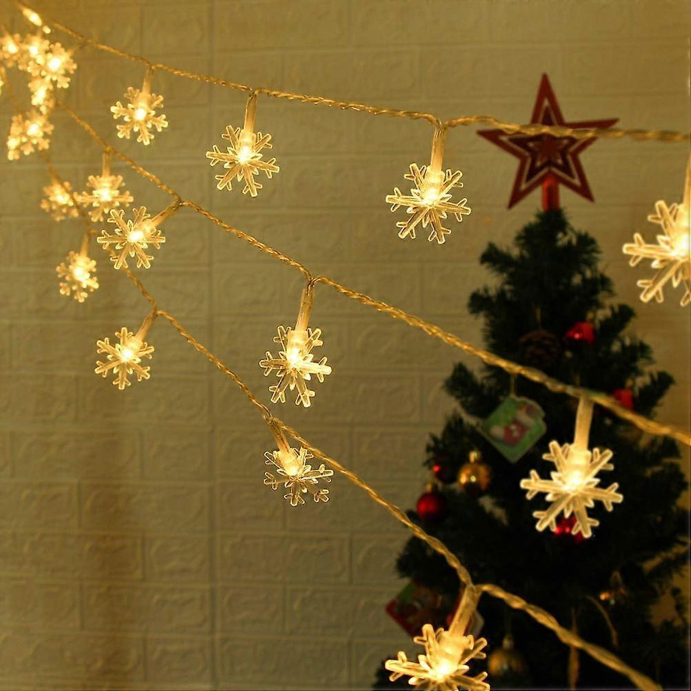 Snowflake Light 10 feet 20 LED Battery Operated Snowflakes String Lights Winter Fairy Lights Merry Decorationstyle112