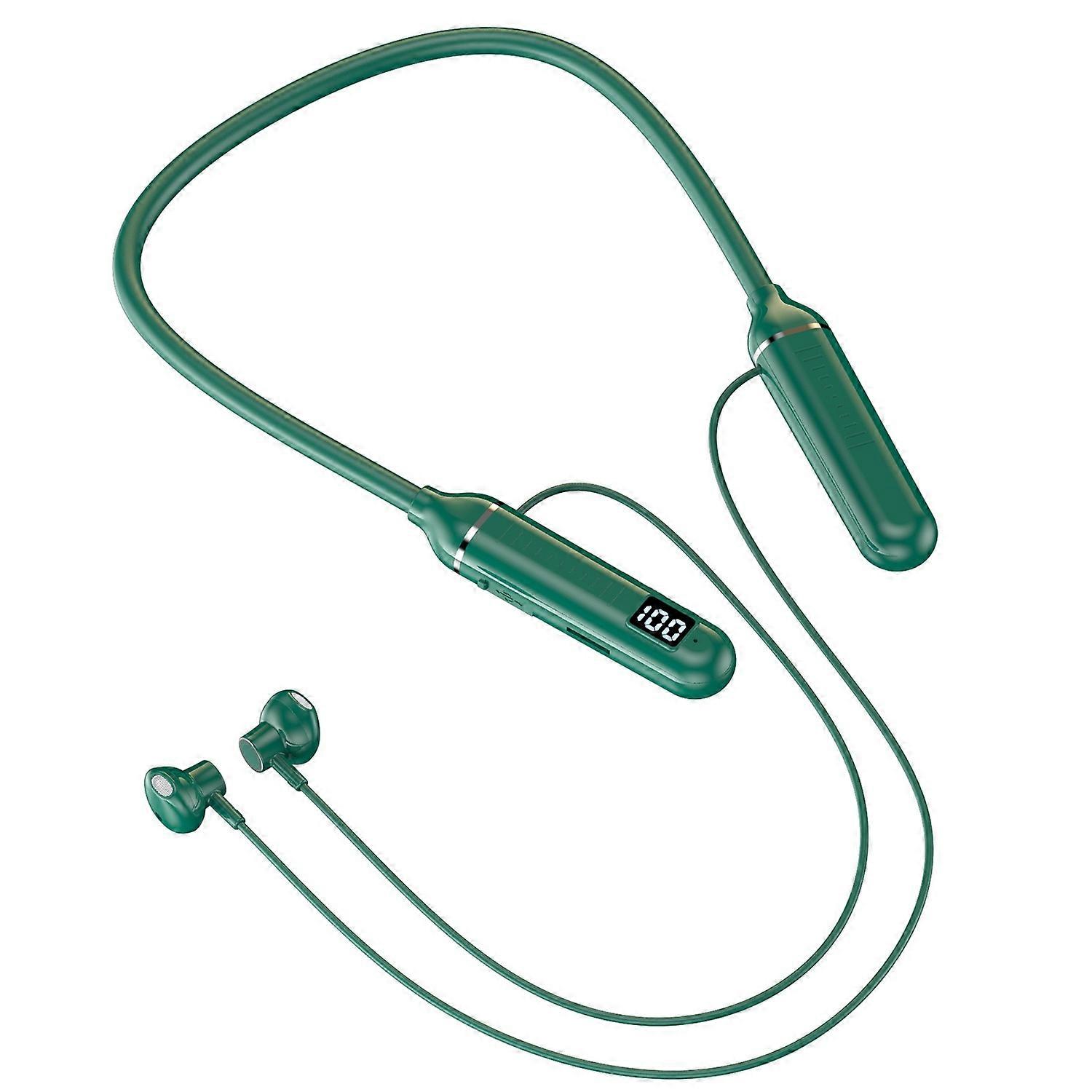 Bluetooth-compatible 5.3 Wireless Earphone LED Digital Display Hanging Neck Headphone Waterproof