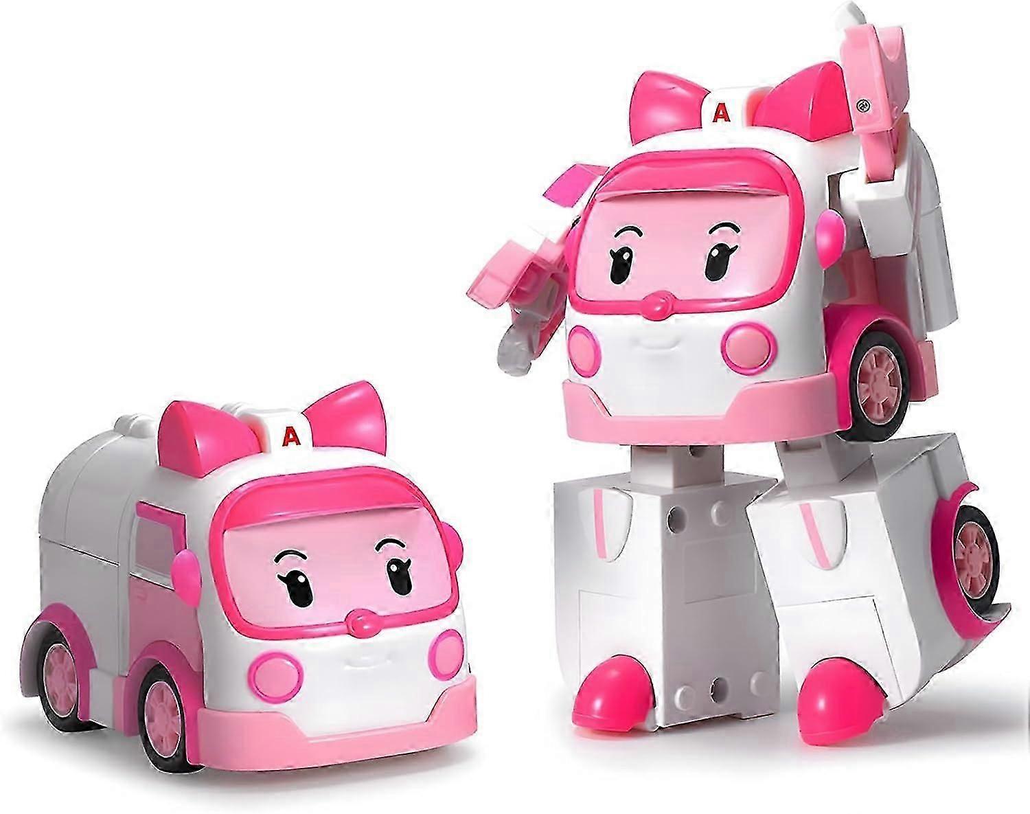 SBSG Robocar Poli Amber 変形ロボット、4 インチ変形可能なアクション玩具フィギュア車両子供向けギフトガイド、緊急車両プレイセット、ホリデー誕生