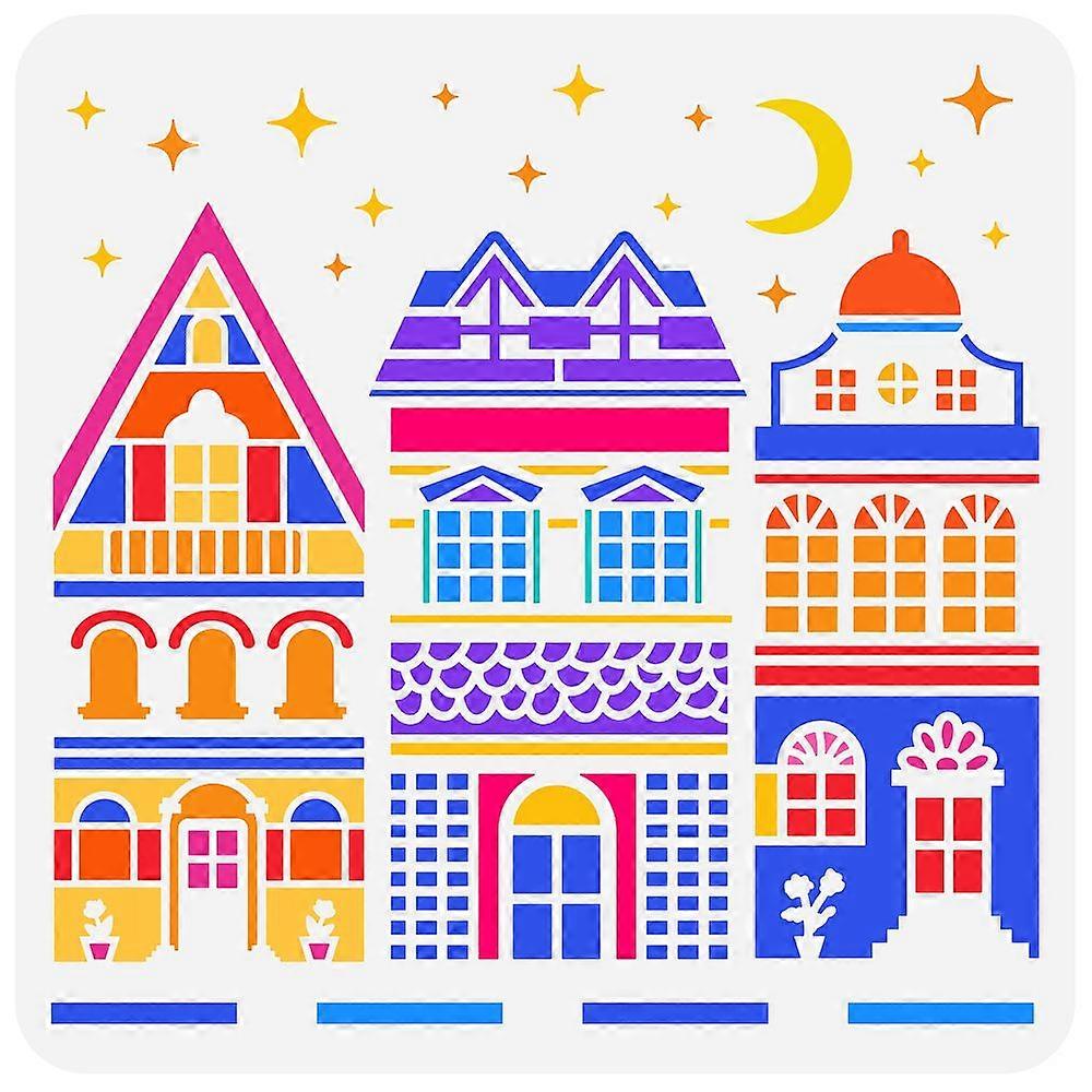 1pc PET Hollow Out Drawing Painting Stencils for DIY Scrapbook Photo Album Castle Pattern 30x30cm