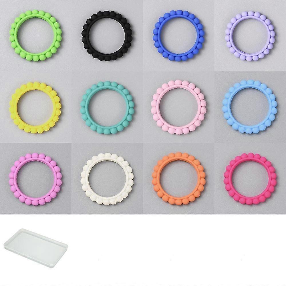 24Pcs 12 Colors Opaque Acrylic Bead Frames Ring Mixed Color 43x5.5mm Hole: 2mm 2pcs/color