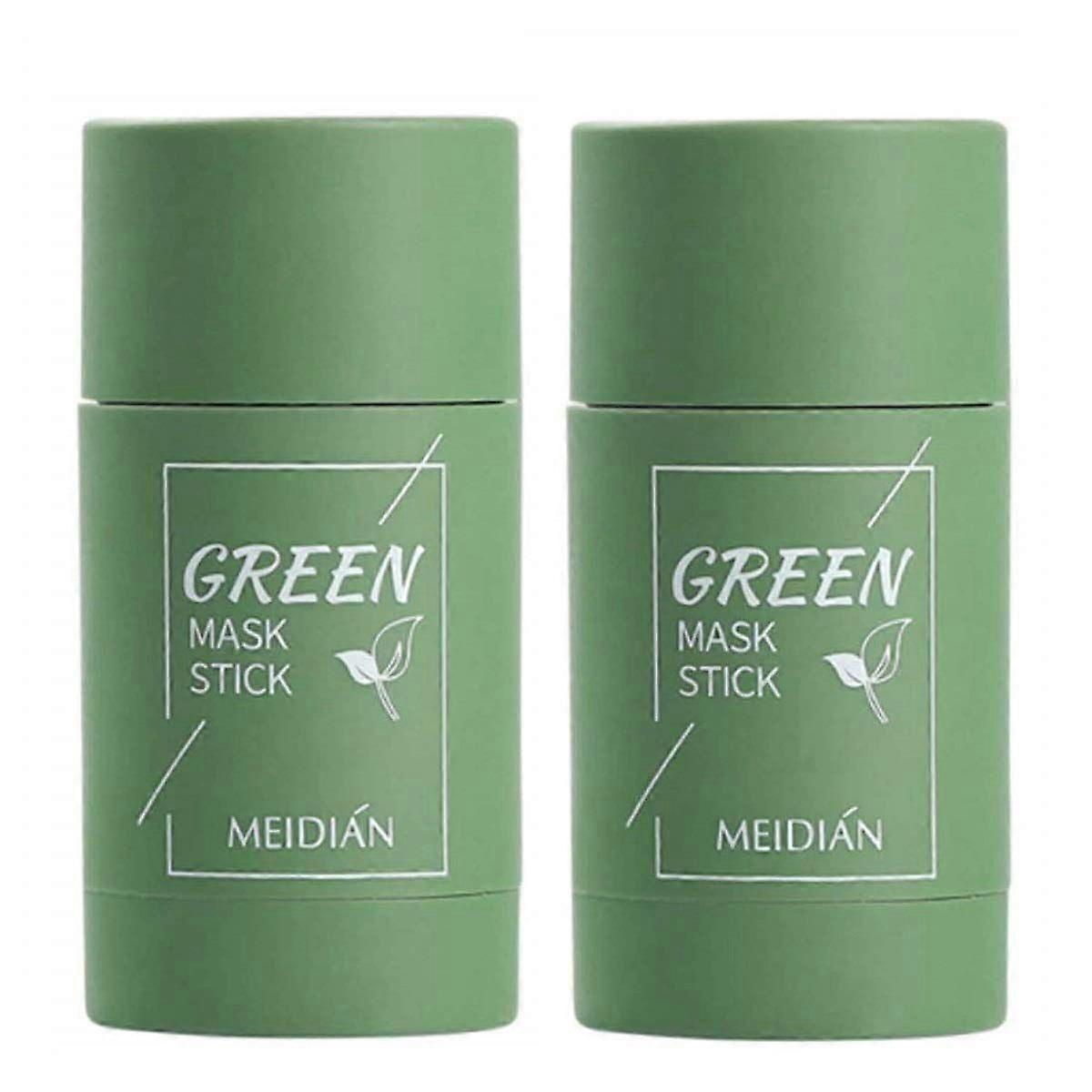 2Pcs Green Tea Mask Stick, Purifying Clay Mask, Blackhead Remover, Poreless Deep Cleanse Mask Stick