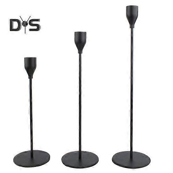 3Pcs Metal Taper Candle Holder Heavy Duty Electroplating Wedding Festival Party Dining Table Tall Pillar Candle Candlestick Centerpiece Decoration
