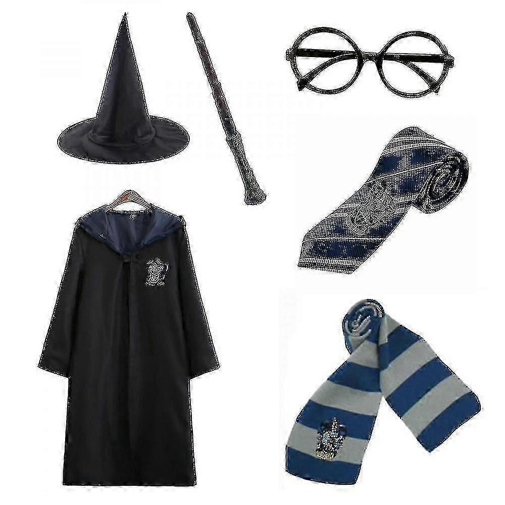 Harry Potter 6pc Set Magic Wizard Fancy Dress Cape Cloak Costume-L