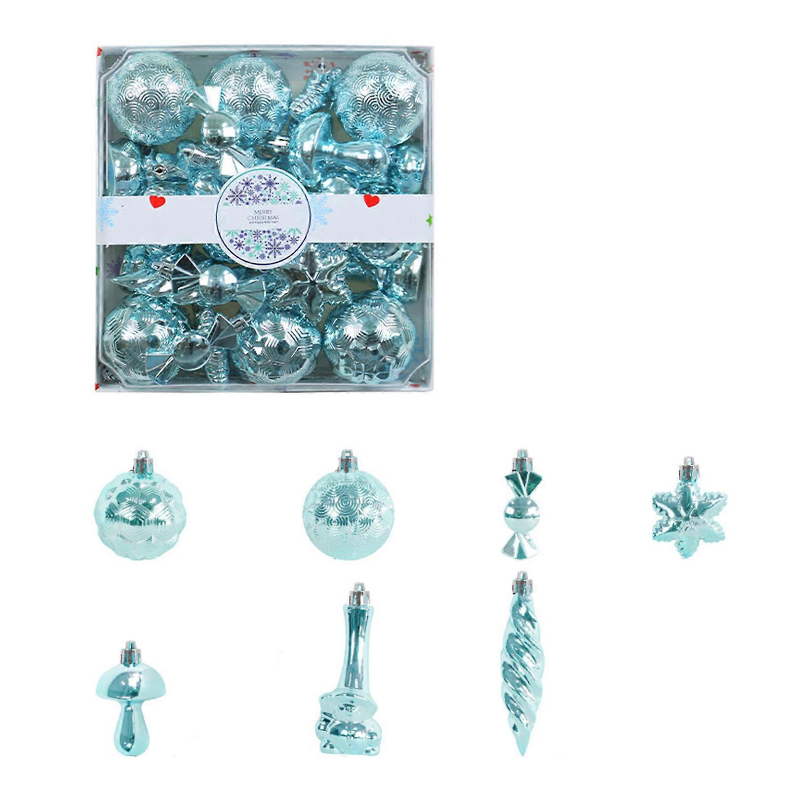 Elegant Christmas Tree Accessories 28Piece Ornament Set, Stylish Color, Easy to Install and Store New Year Gift Sky Blue