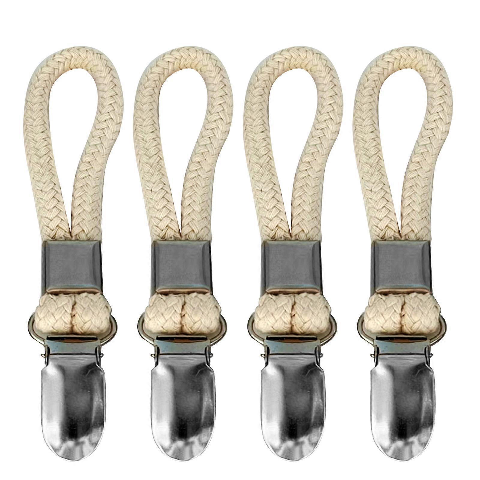 4Pcs Braided Cotton Loop Towel Clips Clothes Pegs Clamp for Home Bathroom Kitchen Towel Storage Holder