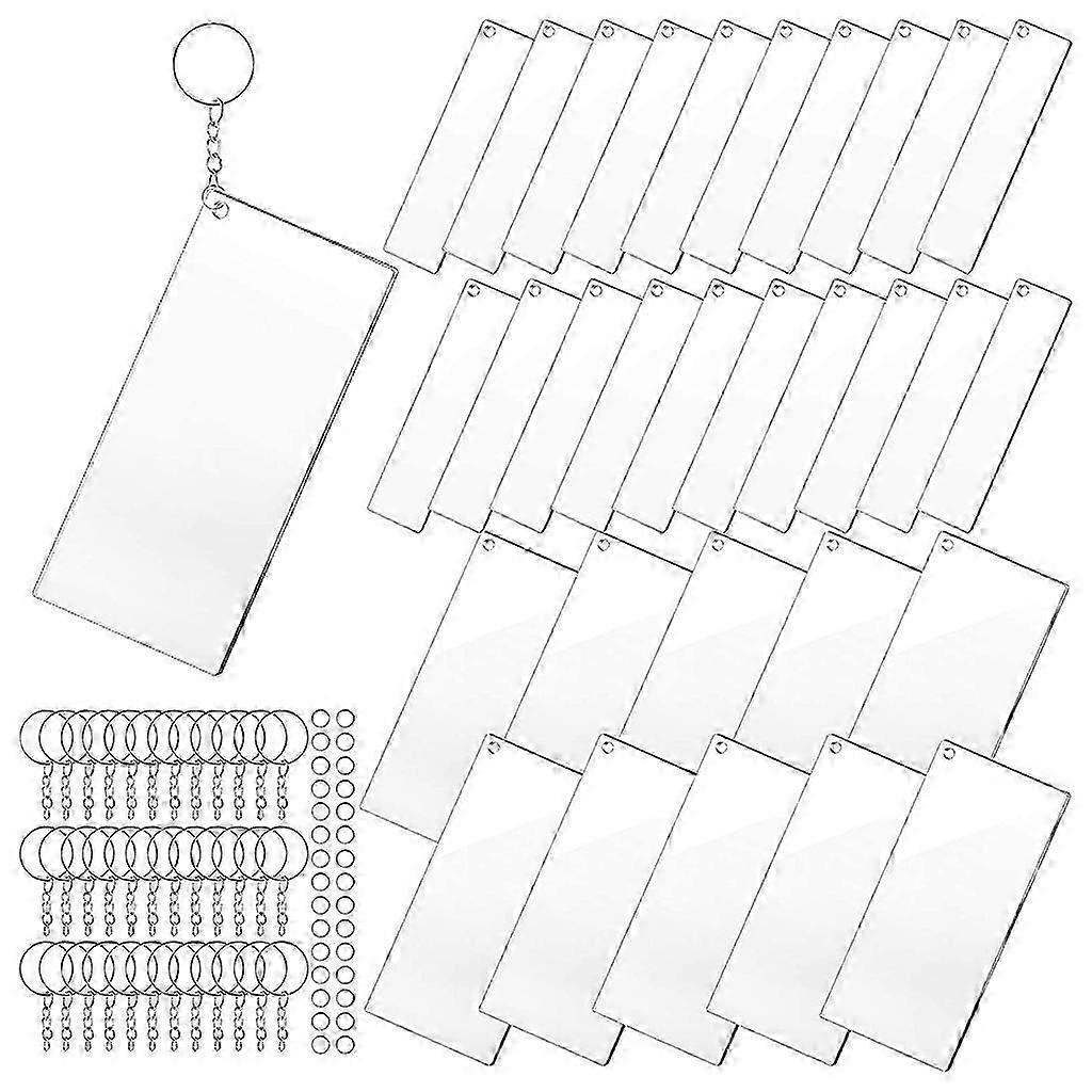 Acrylic Keychain Blanks with for Key Rings Rectangle Clear Discs Circles Set for