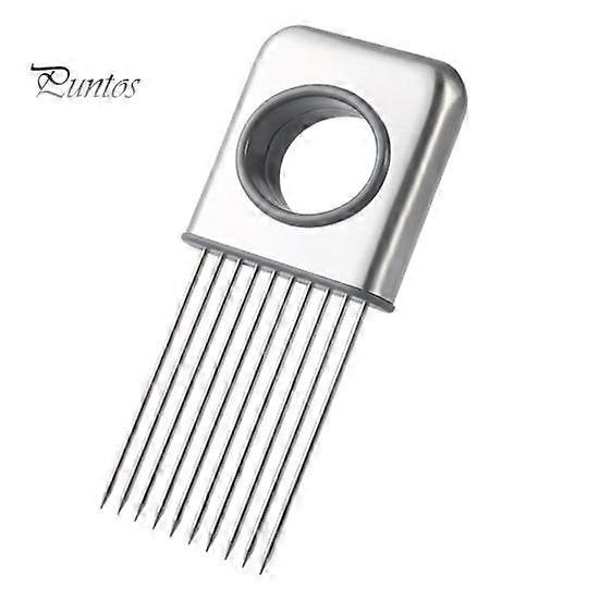Onion Slicer Holder Stainless Steel Ergonomic Handle Beef Tenderer Vegetable Slicing Tool for Potato Tomato Carrot Fruit Lemon Meat Kitchen Gadget