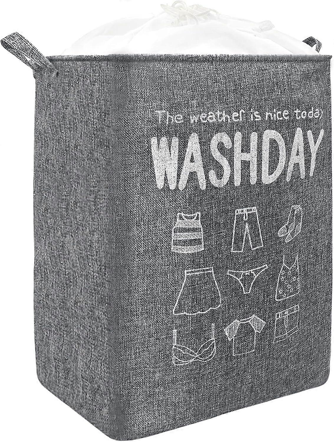 20.9 Inch 72L Large Foldable Laundry Basket with Handle, Rectangular Laundry Basket with Drawstring Closure