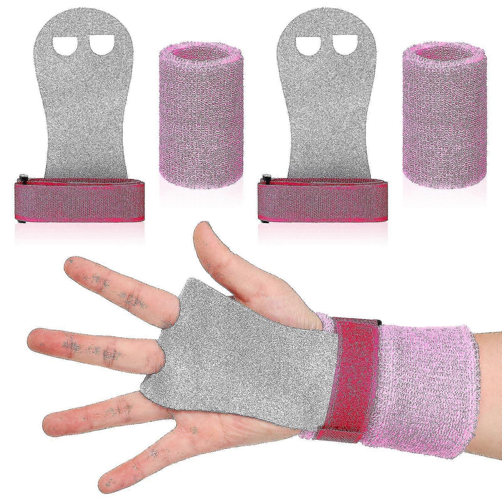4 Pcs Gymnastics Grips And Wristbands Bar Grips Palm Protection And Wrist Support Bands For Kid's Workout Exercise -X