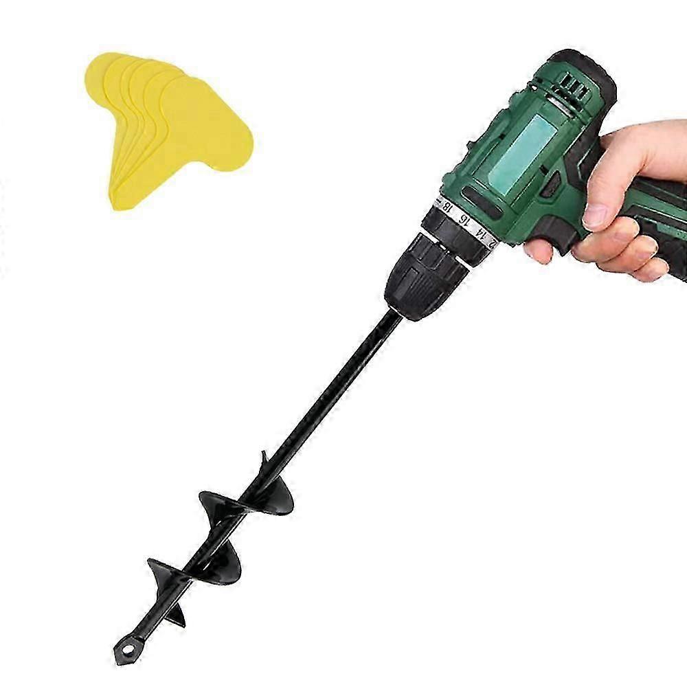 Garden Auger Drill Bit, Plant Transplant Rapid Planter (1.6 x 9 inch and 50 Label)