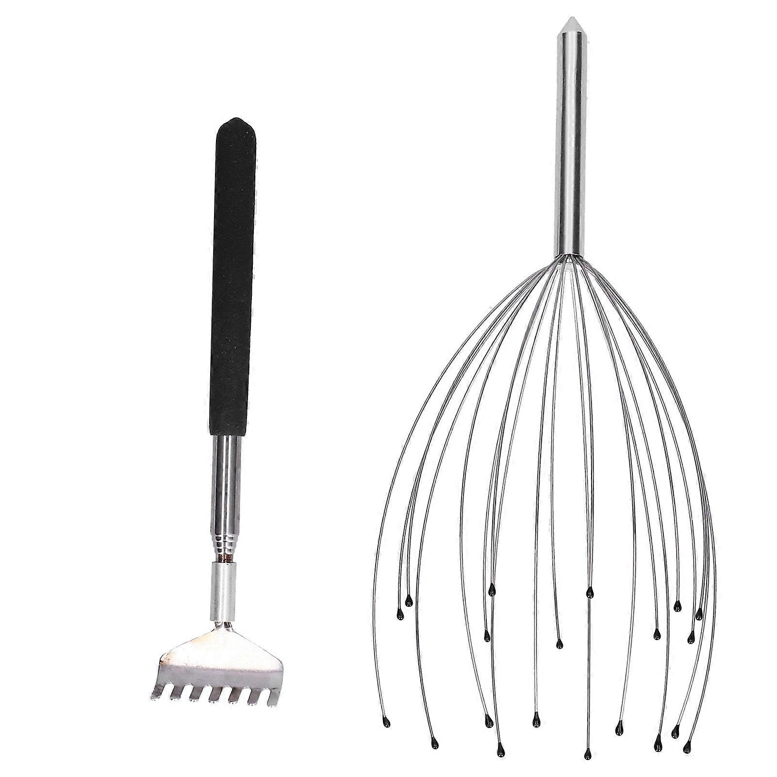Handheld Scalp Massager Stainless Steel Retractable Back Scratcher Tickling Claw Set