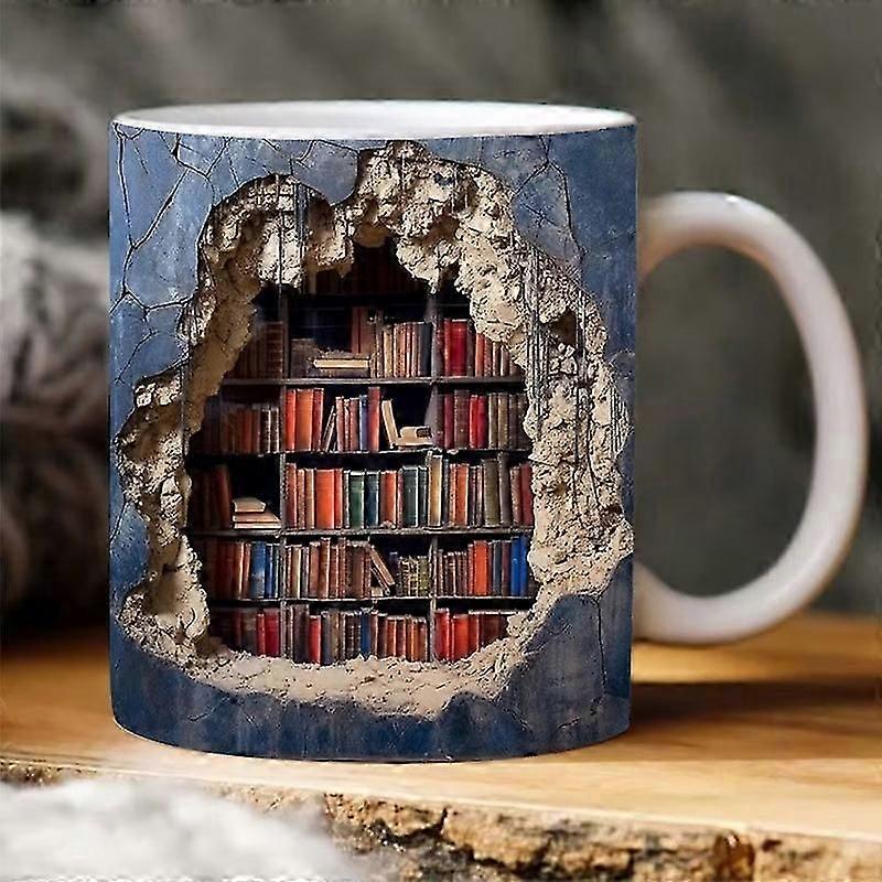 high quality 3D Bookshelf Mug, A Library Shelf Cup, Creative 3d Effect Bookshelf Mug Book Lovers Coffee Mug Librarian Mug, A Gift for Reader