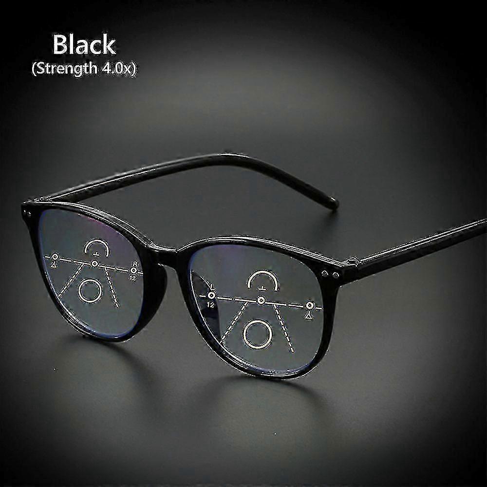 Multifocal Reading Glasses Readers Computer Glasses Progressive Multifocus_good  Black (4.0x)