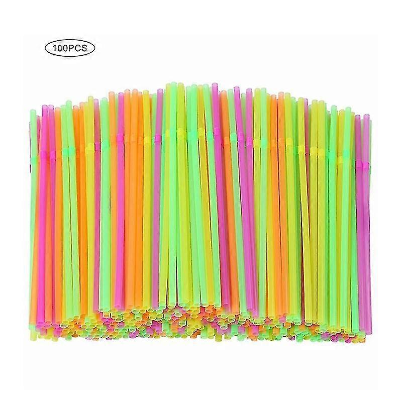 Fluorescent Bendable Drinking Straws Disposable Beverage Straws Wedding Decor