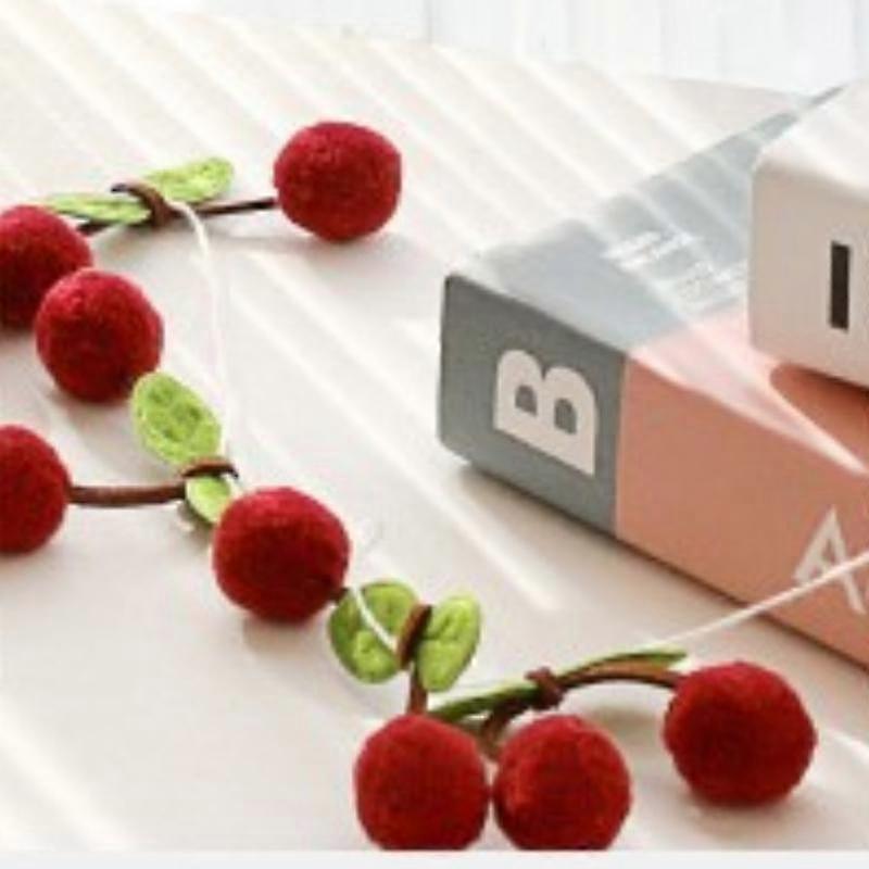 New Cherry Felt Ball Handmade Garland String Wall Hanging Ornament Hair Ball Pendant Kid Room Decoration Baby Shower Party Favor