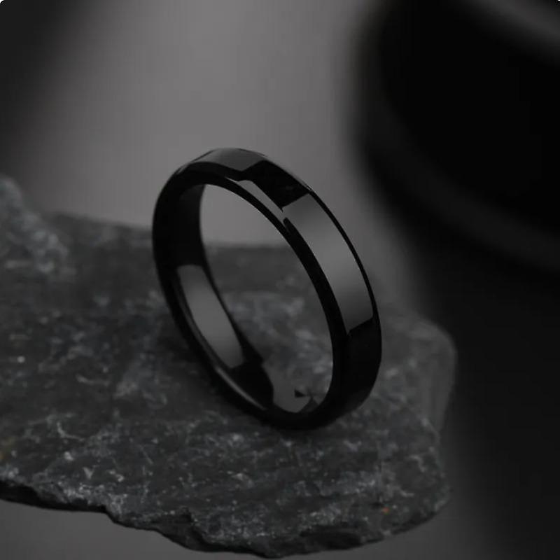 4mm Semplice Liscio Donne Anelli Nero In Acciaio Inox Uomini Anelli Regali di Compleanno