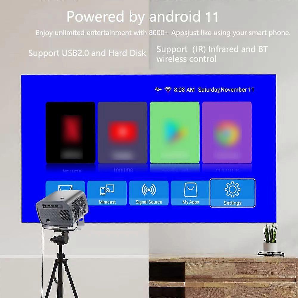 A10 Android Projector Support WIFI/BT5.0 4K Portable Projector with Autofocus & Keystone 5W Speakers