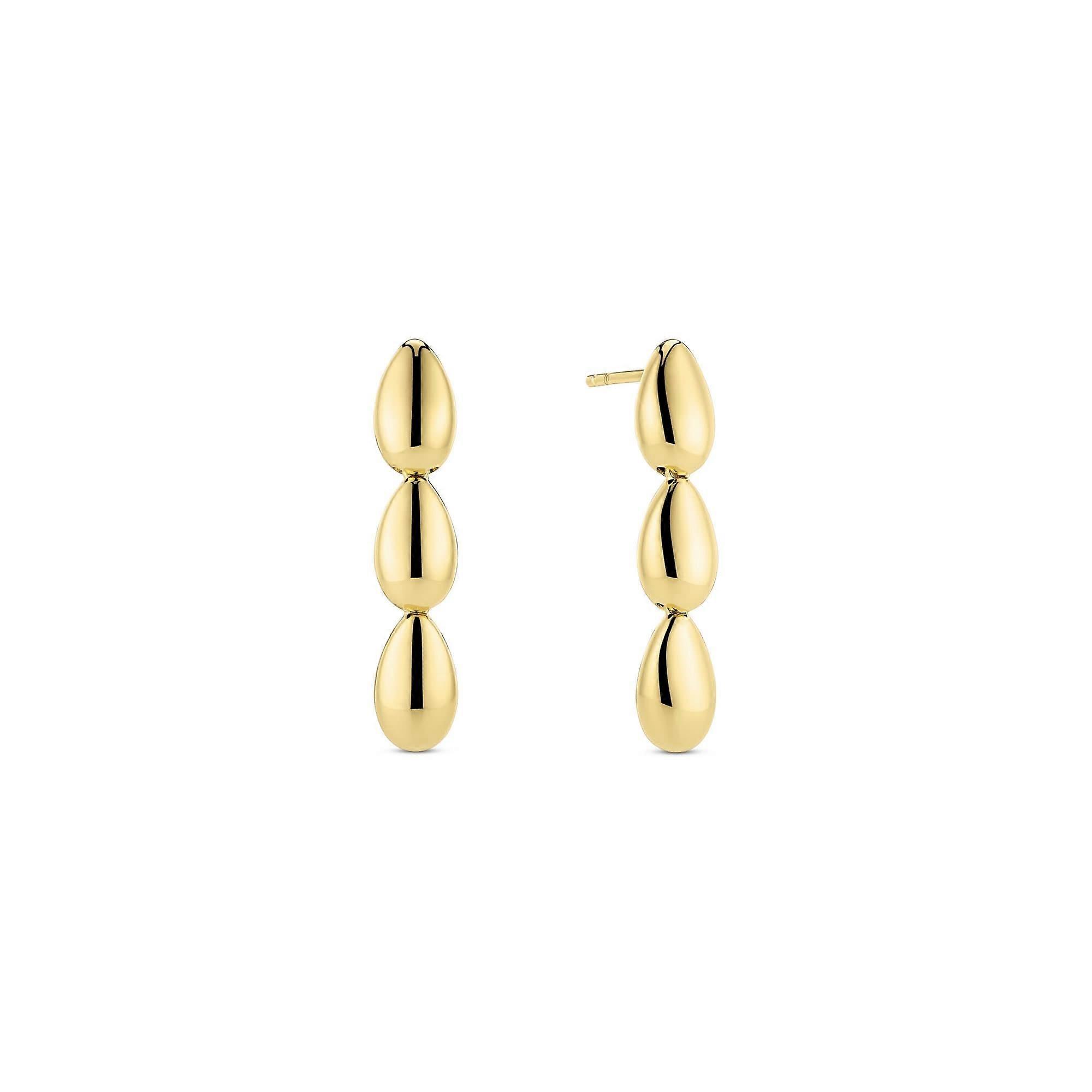 Gold Plated Goccia Tre Pianura Earrings SJ-E2592-YG
