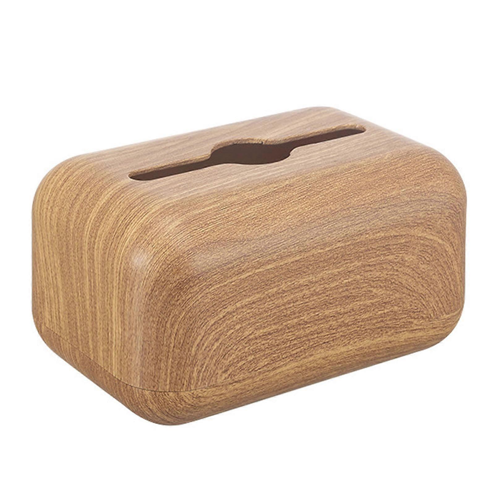Tissue Cover Wood Grain Easy Refill Rectangular Stylish Elegant Napkin Box Holder for Desktop Coffee Table