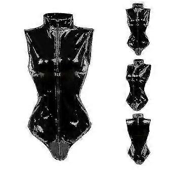 Traje de vinilo con cremallera frontal de látex sexy para mujer Teddy Pvc Catsuit Night Clubwear -gt