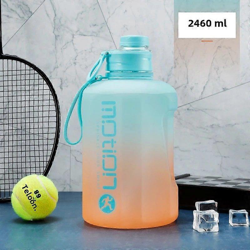 2L Sports Water Bottle with Lid and Straw, Gradient Scale, Portable Container for Outdoor and Fitness