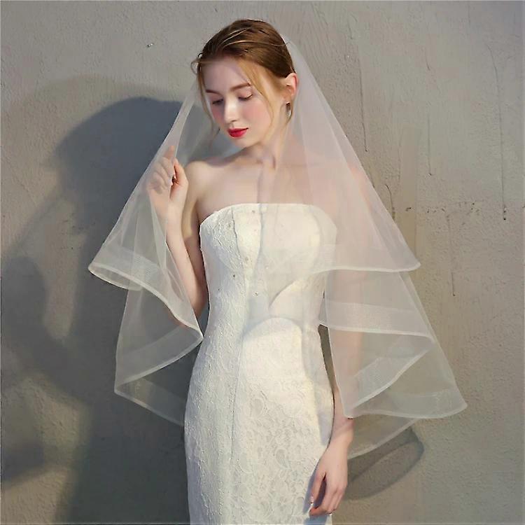 Bridal Veil-Short Layered Mori Wedding Veil 80-100cm White by
