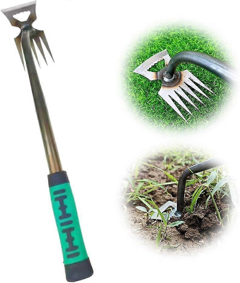 Weed Puller Tool, Upgrade Weeding Artifact Uprooting Weeding Tool, 4 Teeths Dual Purpose Manual Weeders Tool