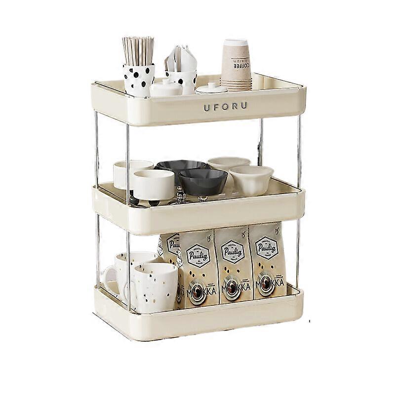 Elosung Storage Rack With Drain Tray Three Layer Cream White Racks & Holders