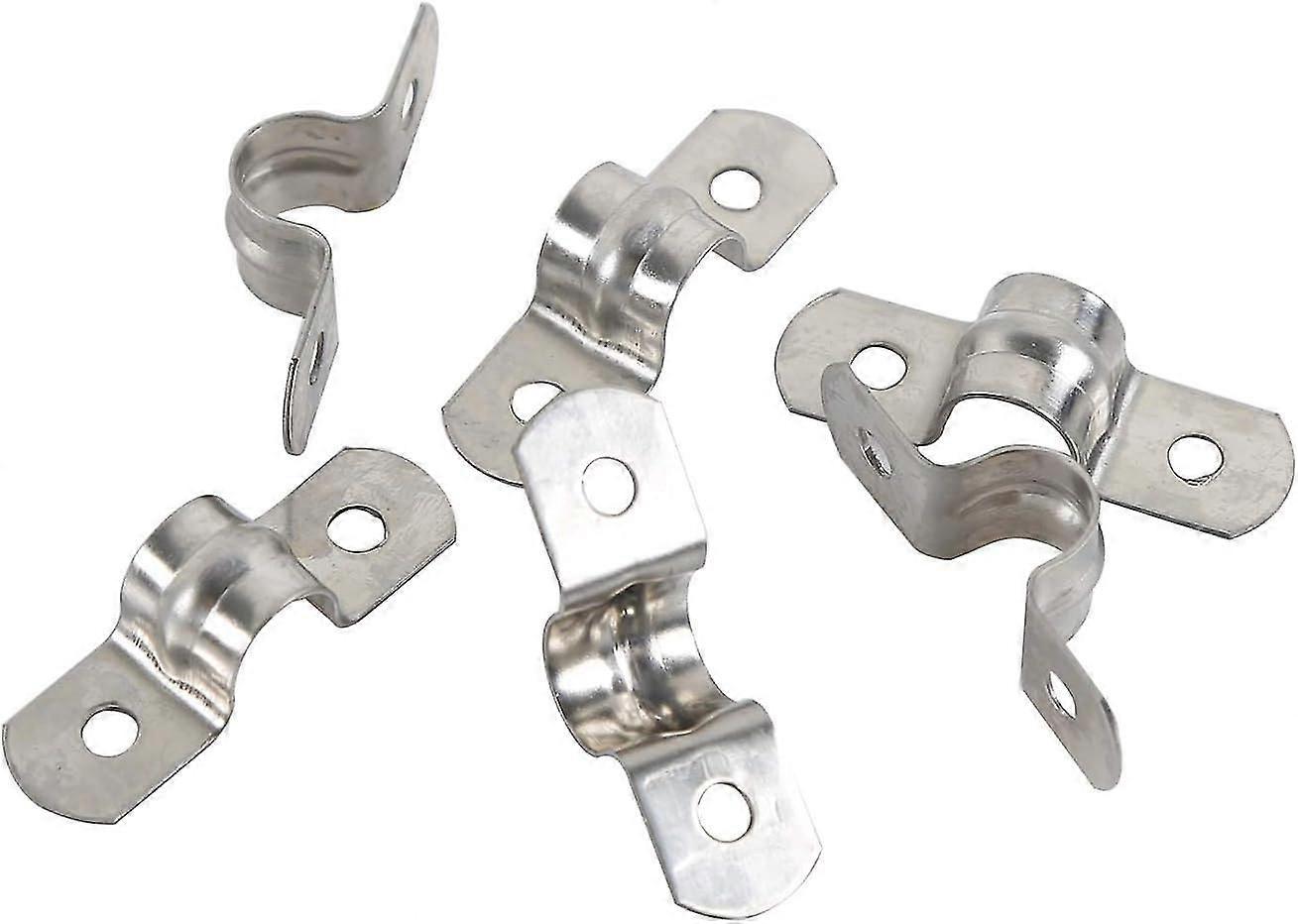 20 قطعة 10 مم حزام الأنابيب المشبك 304 مقاطع أنابيب الفولاذ المقاوم للصدأ اثنين من ثقب أنبوب حزام التوتر مقاطع U- أنبوب المشبك مقاطع السرج ربط حلقة خرطوم بطاقة المشبك