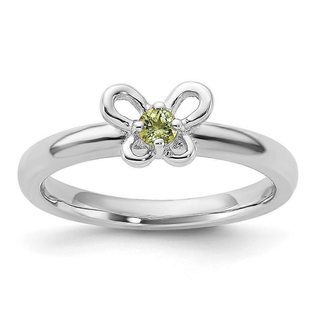 925 Sterling Silver Stackable Peridot Ring Stackable Ring for Women - Ring Size: 5 to 10