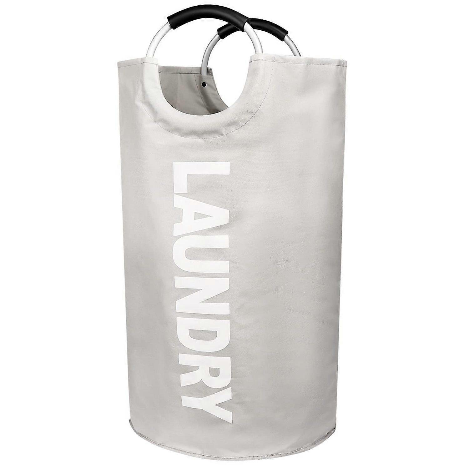 Foldable laundry basket, 90L capacity laundry bin with metal handle, compact storage solution